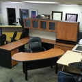 Gunnar Autumn Maple Desk Suite with Curved Rolling Desk, Storage